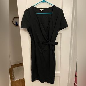 J. Crew - Black Cotton Crepe Wrap Dress - Size S